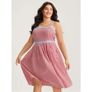 Bloomchic Red Gingham Dress with Blue Trim Size 1X (14-16) NWT